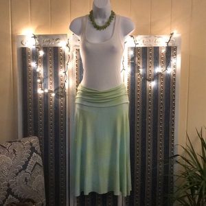 Three Dots Tie-Dye Green/White Jersey Skirt